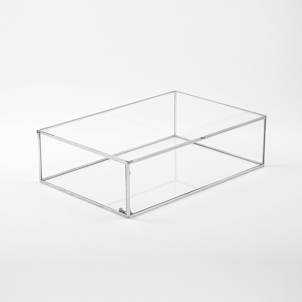 12x8x3" Display Case Glass Photo Box Silver Card Customizable Personalizable Jewelry Wedding Bouquet Keepsake Organizer Christmas Gift
