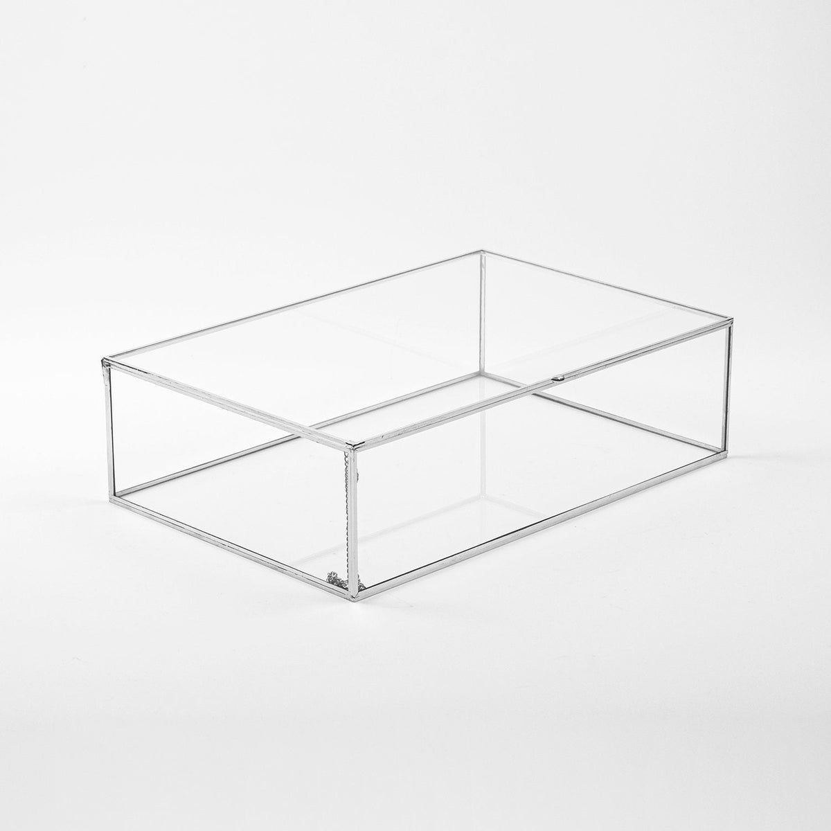 12x8x3" Display Case Glass Photo Box Silver Card Customizable Personalizable Jewelry Wedding Bouquet Keepsake Organizer Christmas Gift