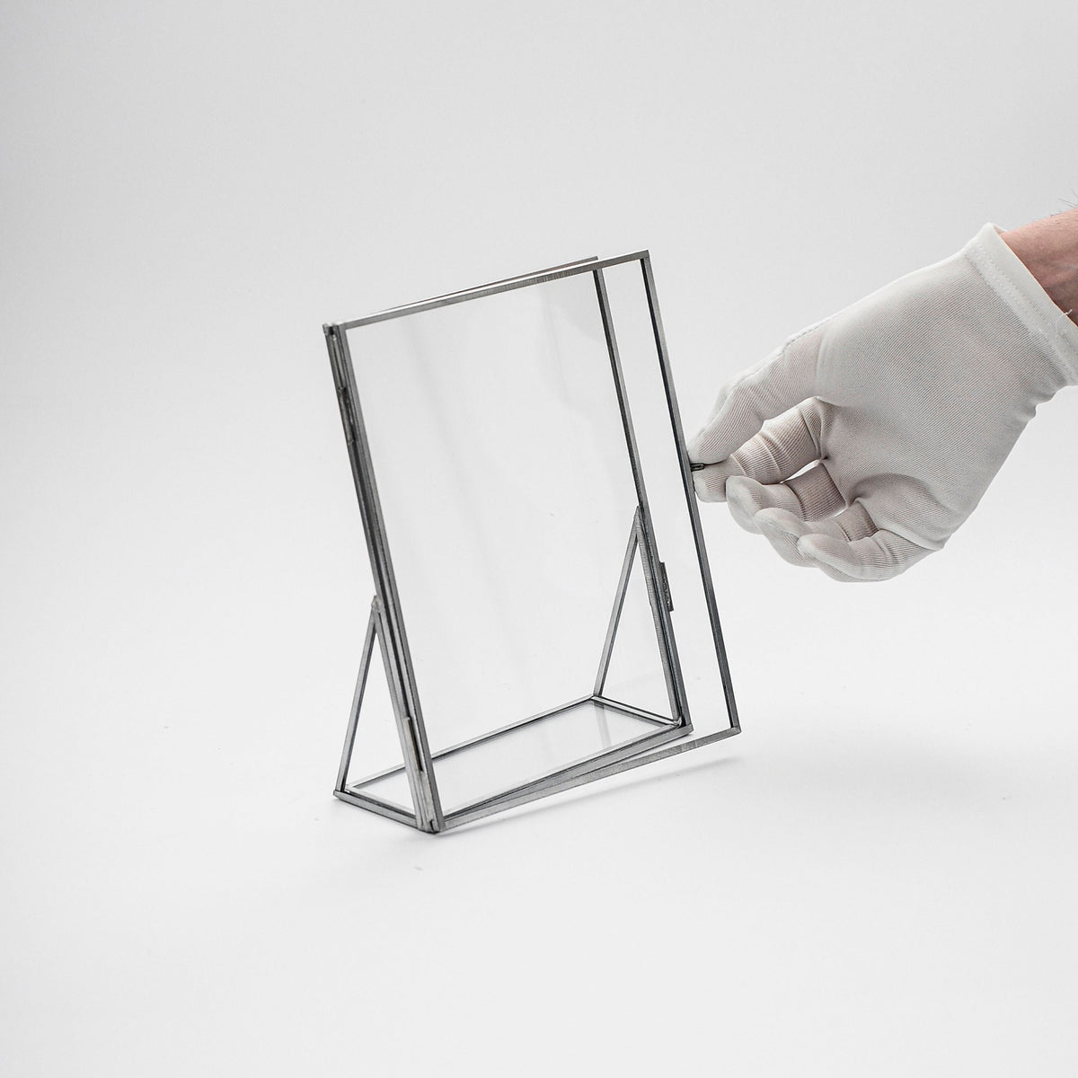 8x6" Floating Glass Frame Silver Desktop Photo Picture Double Tabletop Bilderrahmen Vertical Pretty Perfect For Pressed Flower Arrangement