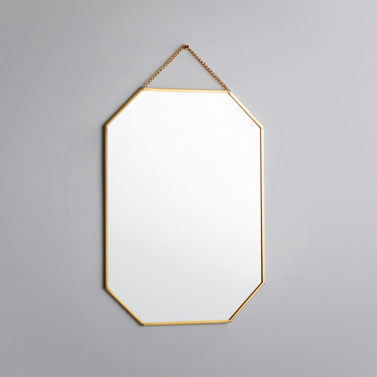 12x8" Brass Mirror Wall Hanging Bathroom Bohemian Decoration Nordic Style Makeup Gold With Decorative Wall Hanger