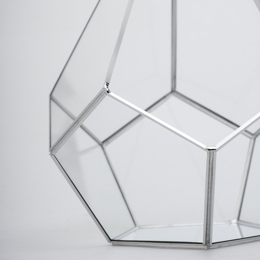12x9x9" Silver Terrarium Containers Geometric Glass Large For Plants Garden Succulents Wedding Decor Christmas Gift El Crea Designs