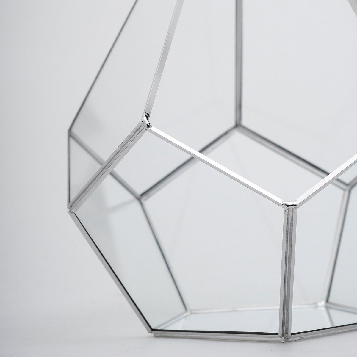12x9x9" Silver Terrarium Containers Geometric Glass Large For Plants Garden Succulents Wedding Decor Christmas Gift El Crea Designs