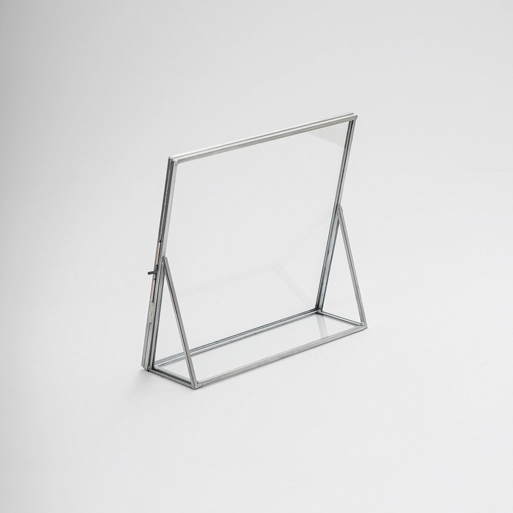 8x8" Floating Glass Frame Silver Desktop Photo Picture Double Tabletop Bilderrahmen Vertical Pretty Perfect For Pressed Flower Arrangement