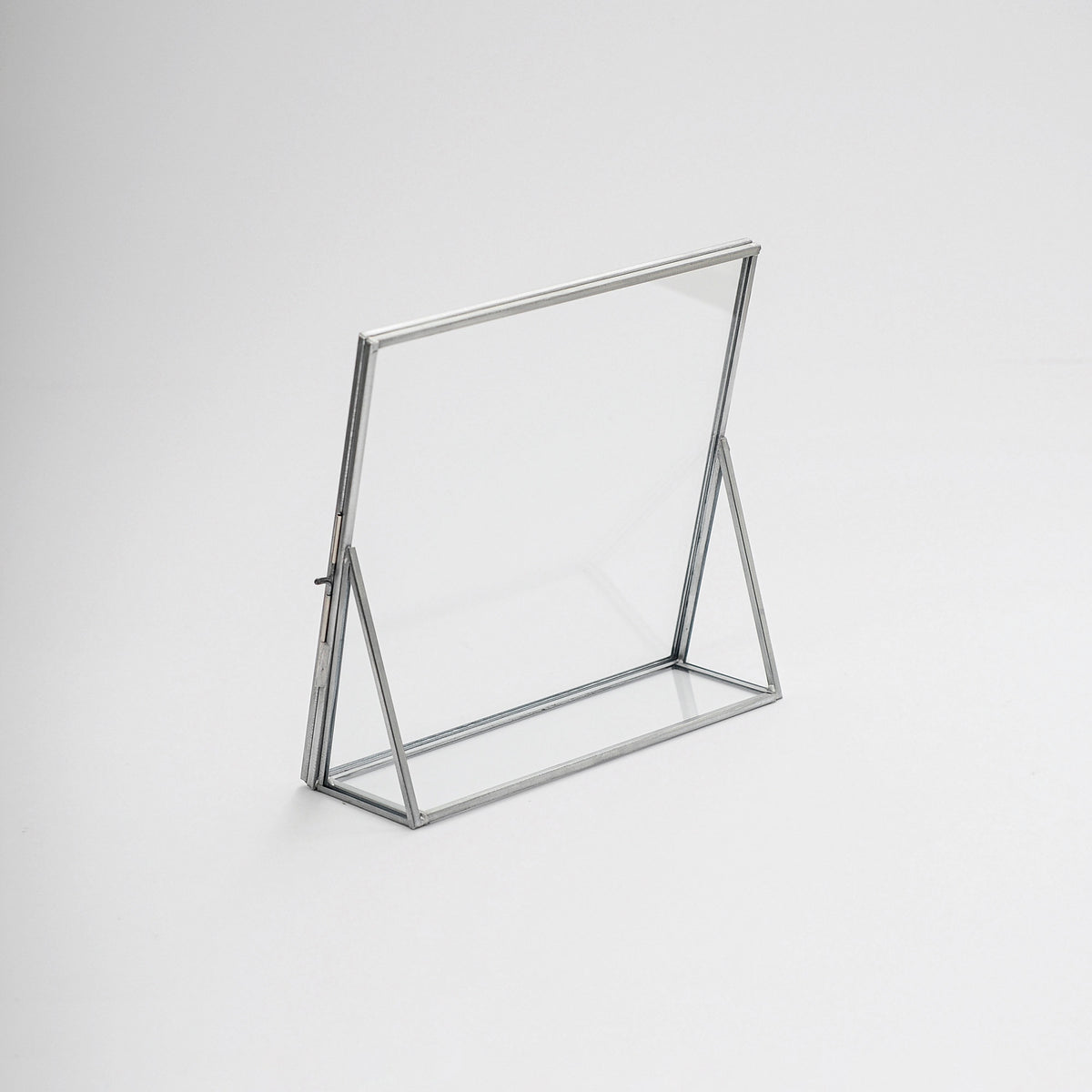 8x8" Floating Glass Frame Silver Desktop Photo Picture Double Tabletop Bilderrahmen Vertical Pretty Perfect For Pressed Flower Arrangement
