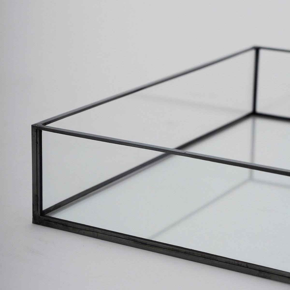 10x6x2” Wedding Tray Makeup Organizer Glass Black