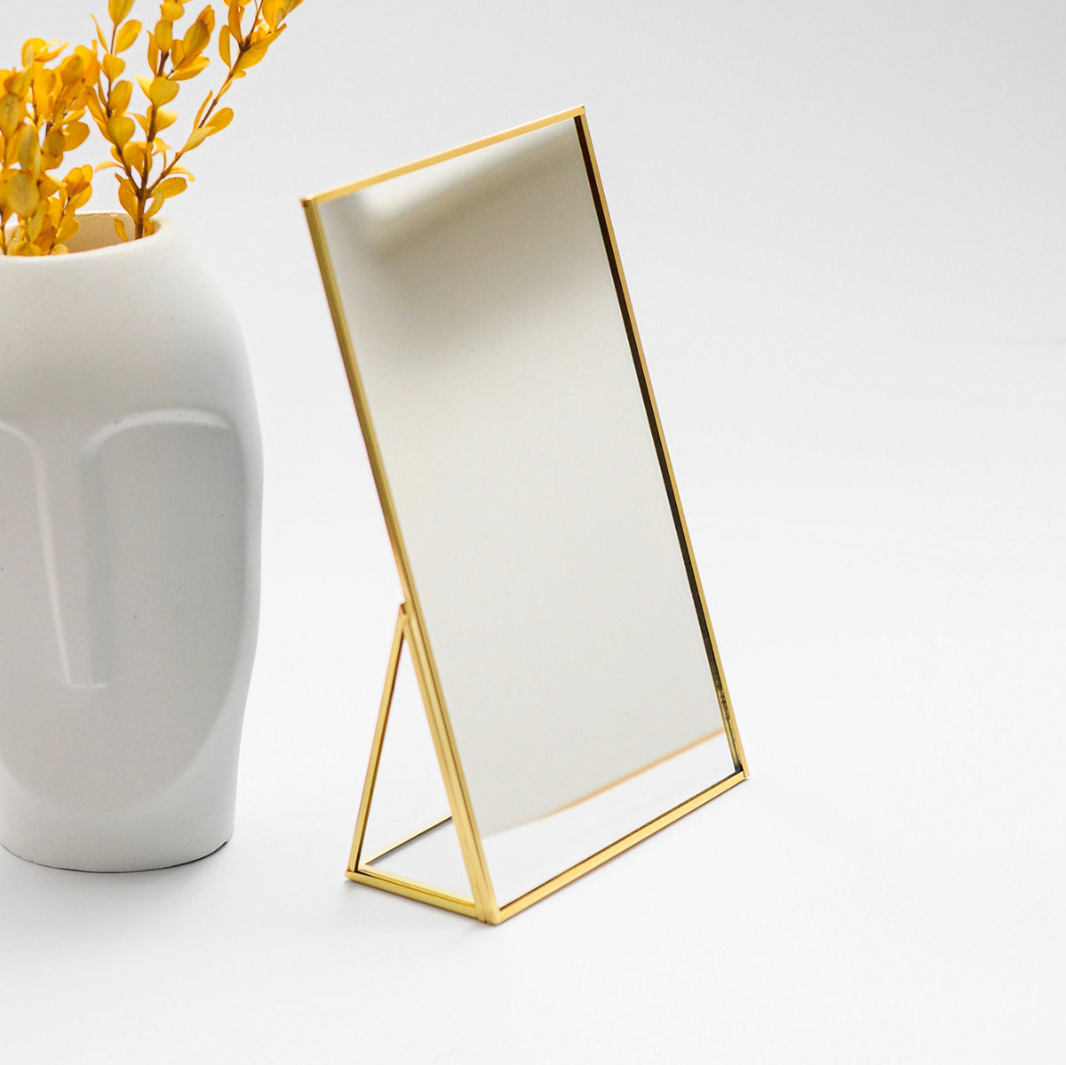 10x6" Makeup Mirror Desktop Brass Vanity Gold Tabletop