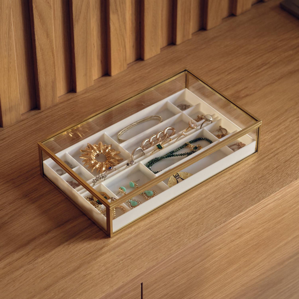 10x6x2" Display Case Glass Brass Gold Customizable Personalizable Jewelry Organizer 3D print
