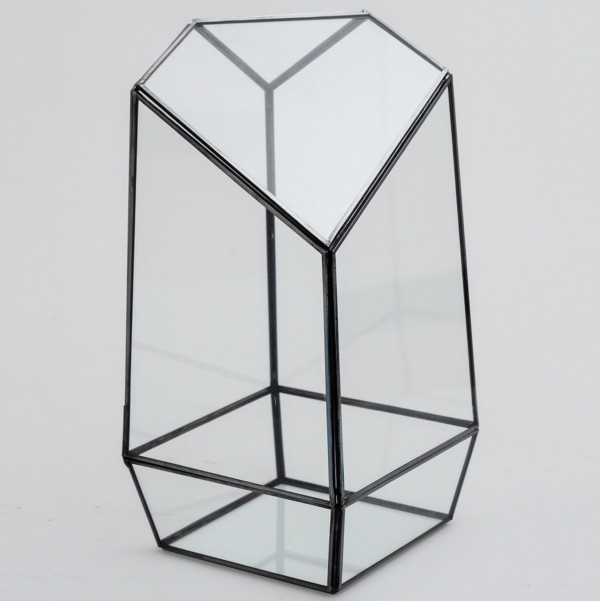 Geometric Terrarium Glass Black 10x5x5"