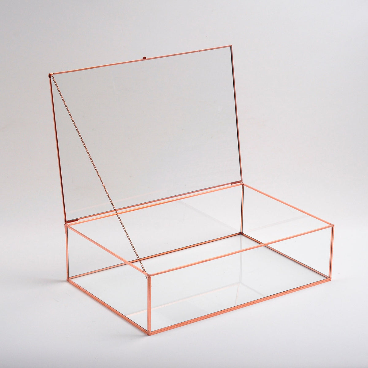 12x8x3" Display Case Glass Photo Box Copper Rose Card Customizable Personalizable Jewelry Wedding Bouquet Keepsake Organizer Christmas Gift