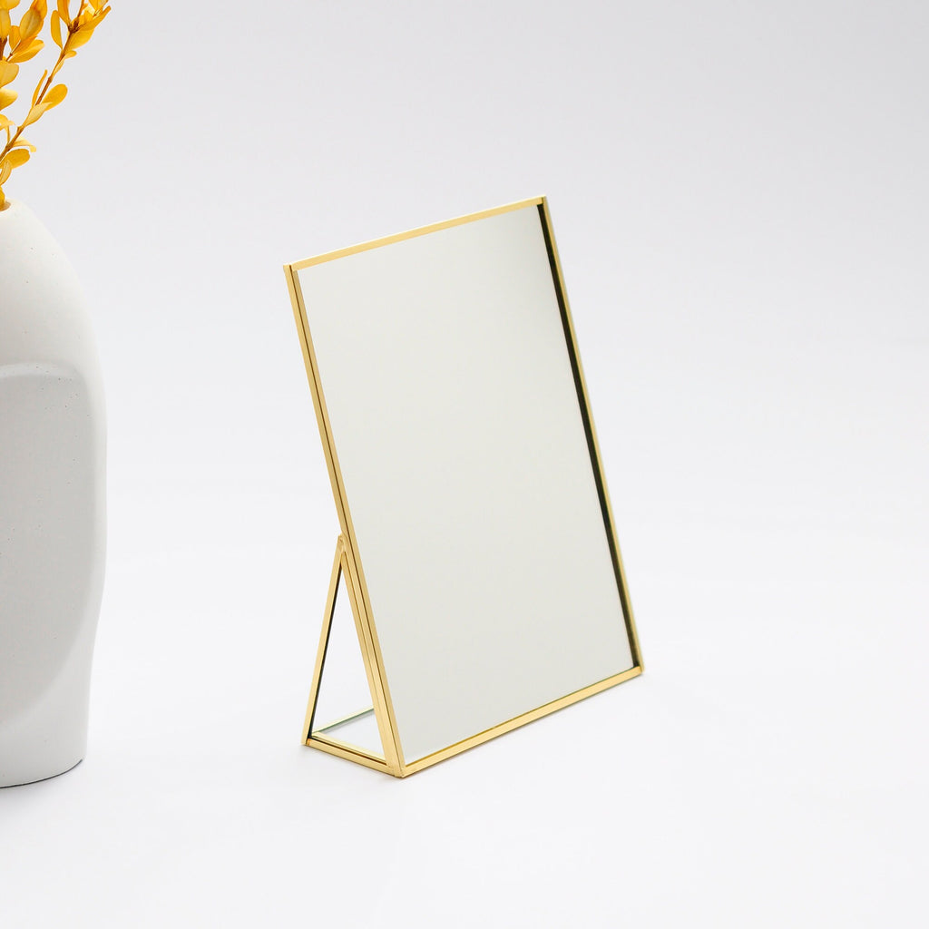 8x6" Vanity Makeup Mirror Brass Desktop Tabletop  Desk Gold Decorative Scandinavian Portable Bedroom Bohemian Modern Decor Christmas Gift