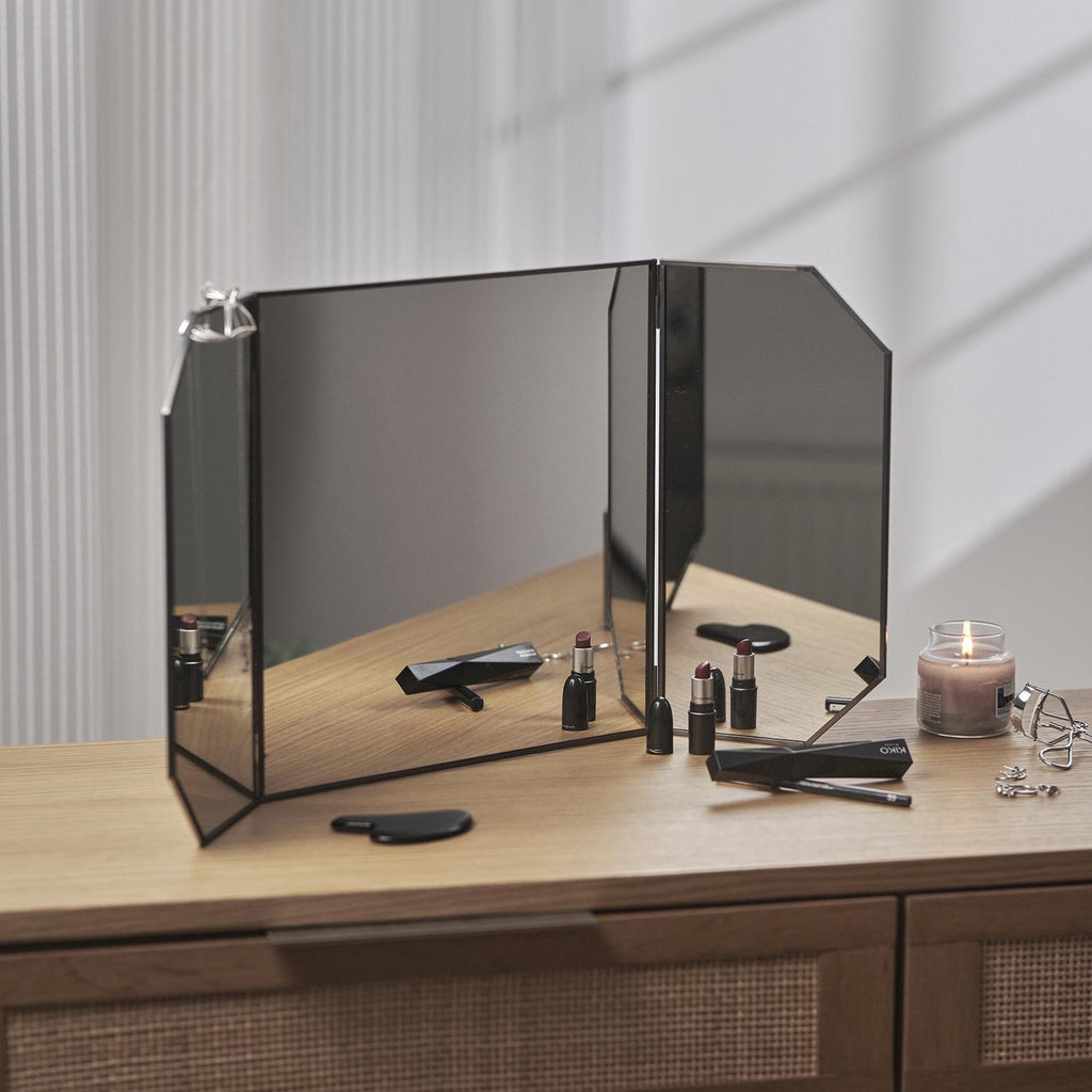 24x12" Vanity Makeup Mirror Anthracite Black Desktop Tabletop Decorative Scandinavian Portable Bedroom Bohemian Modern Decor Christmas Gift