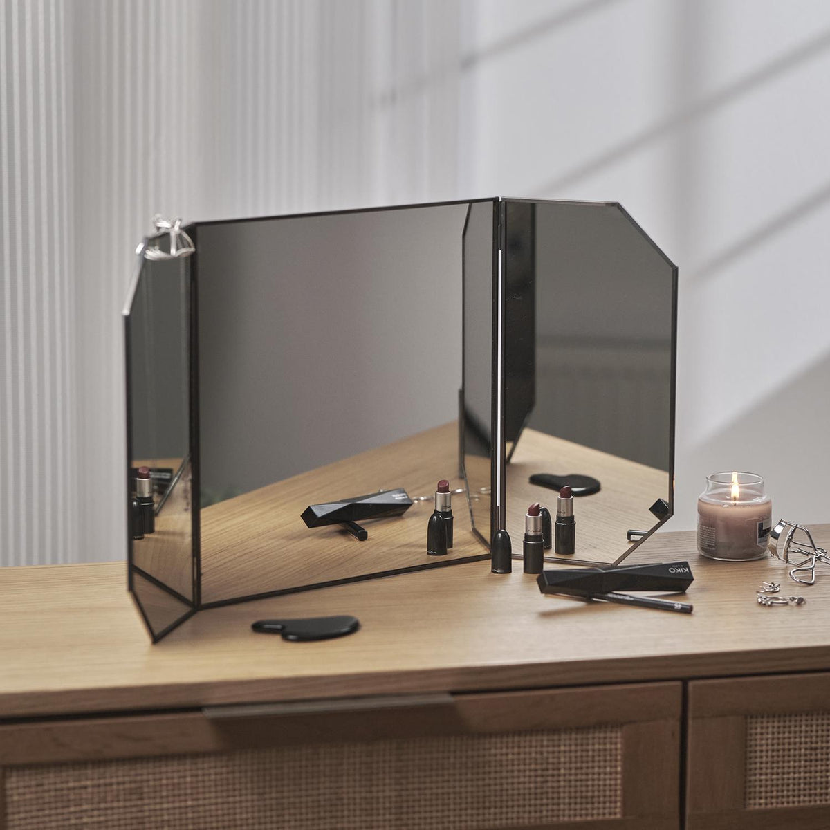 24x12" Vanity Makeup Mirror Anthracite Black Desktop Tabletop Decorative Scandinavian Portable Bedroom Bohemian Modern Decor Christmas Gift