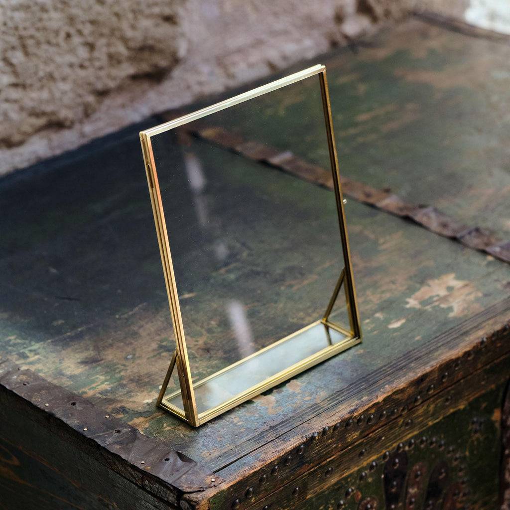Floating Glass Frame Brass Desktop Photo Picture Double Tabletop Bilderrahmen Horizontal Vertical Pretty Perfect Pressed Flower Arrangement