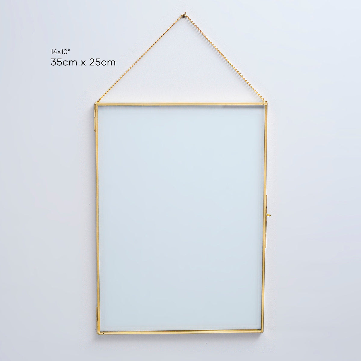 14x10" Floating Glass Frame Brass Gold Wall Hanging Photo Picture Double Bilderrahmen Vertical Pretty Perfect For Pressed Flower Arrangement