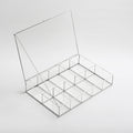 Jewelry Watch Organizer Box Accessories Makeup Silver Glass Wedding Keepsake Geometric Card Reception 12x8x2.5"