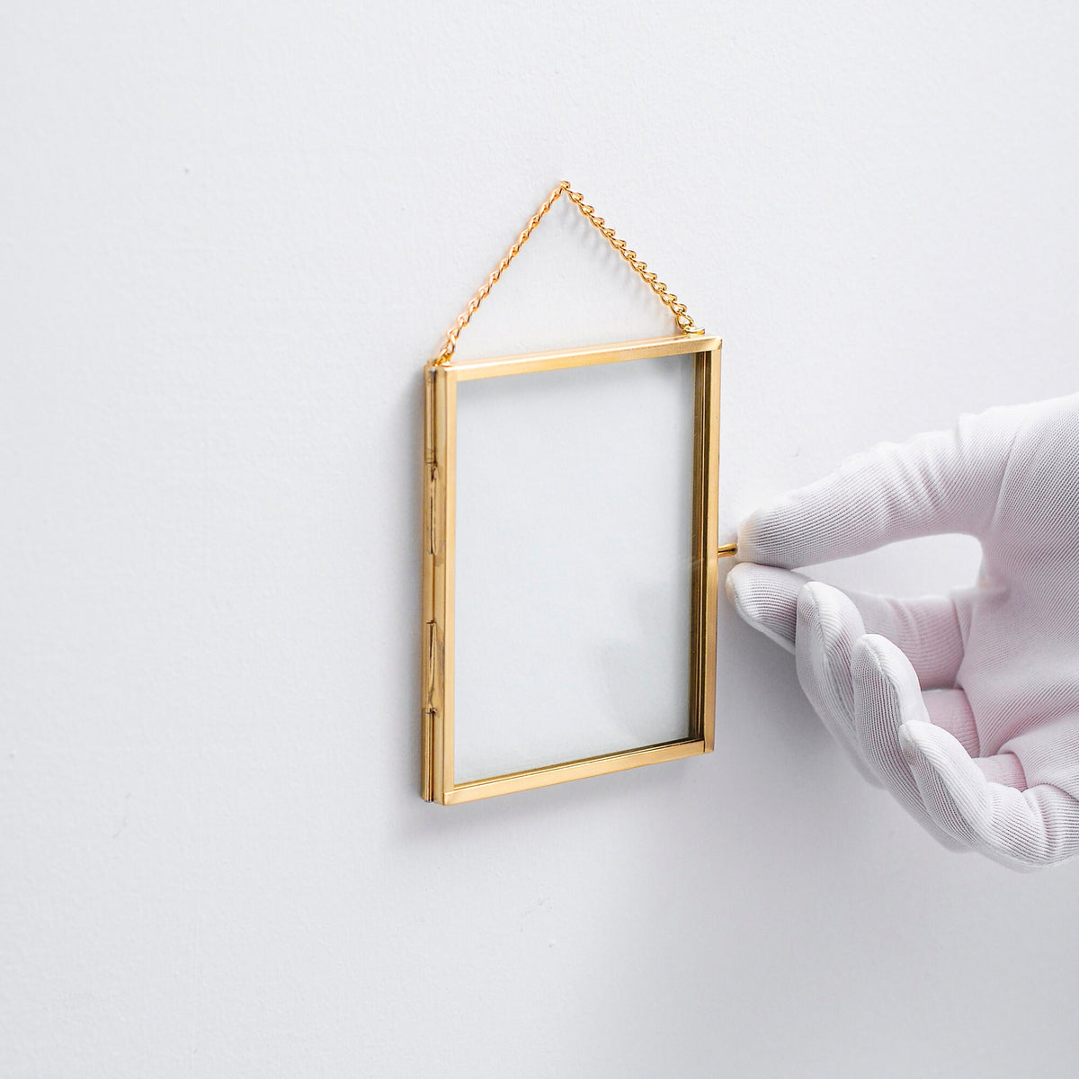 4x3" Floating Glass Frame Brass Gold Wall Hanging Photo Picture Double Bilderrahmen Vertical Pretty Perfect For Pressed Flower Arrangement