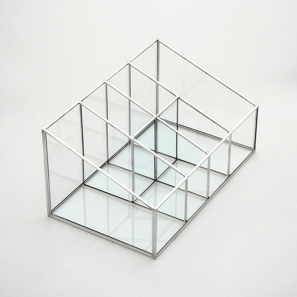 Pen Holder Makeup Jewelry Organizer Box Accessories Gold Silver Wedding Keepsake Geometric Reception 10x6x5" Christmas Gift