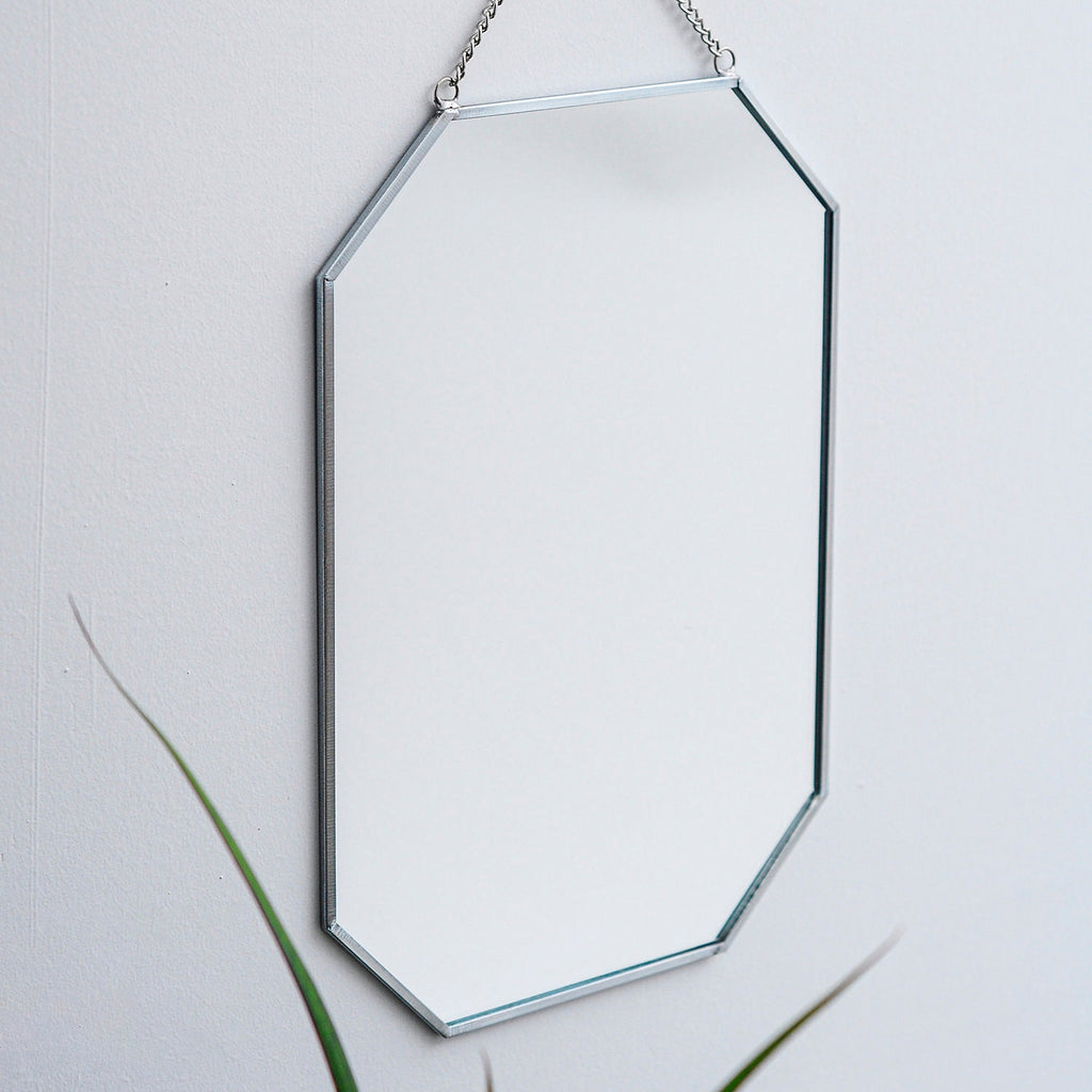12x8" Silver Mirror Wall Hanging Bathroom Bohemian Decoration Nordic Style Makeup Gold With Decorative Wall Hanger