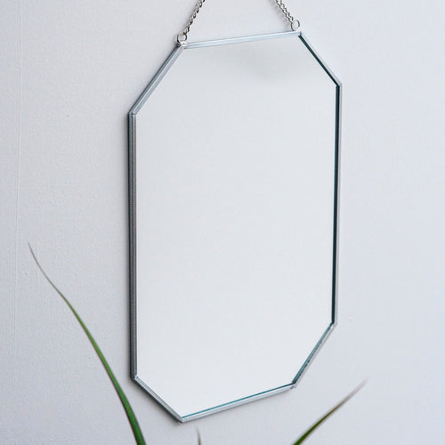 12x8" Silver Mirror Wall Hanging Bathroom Bohemian Decoration Nordic Style Makeup Gold With Decorative Wall Hanger