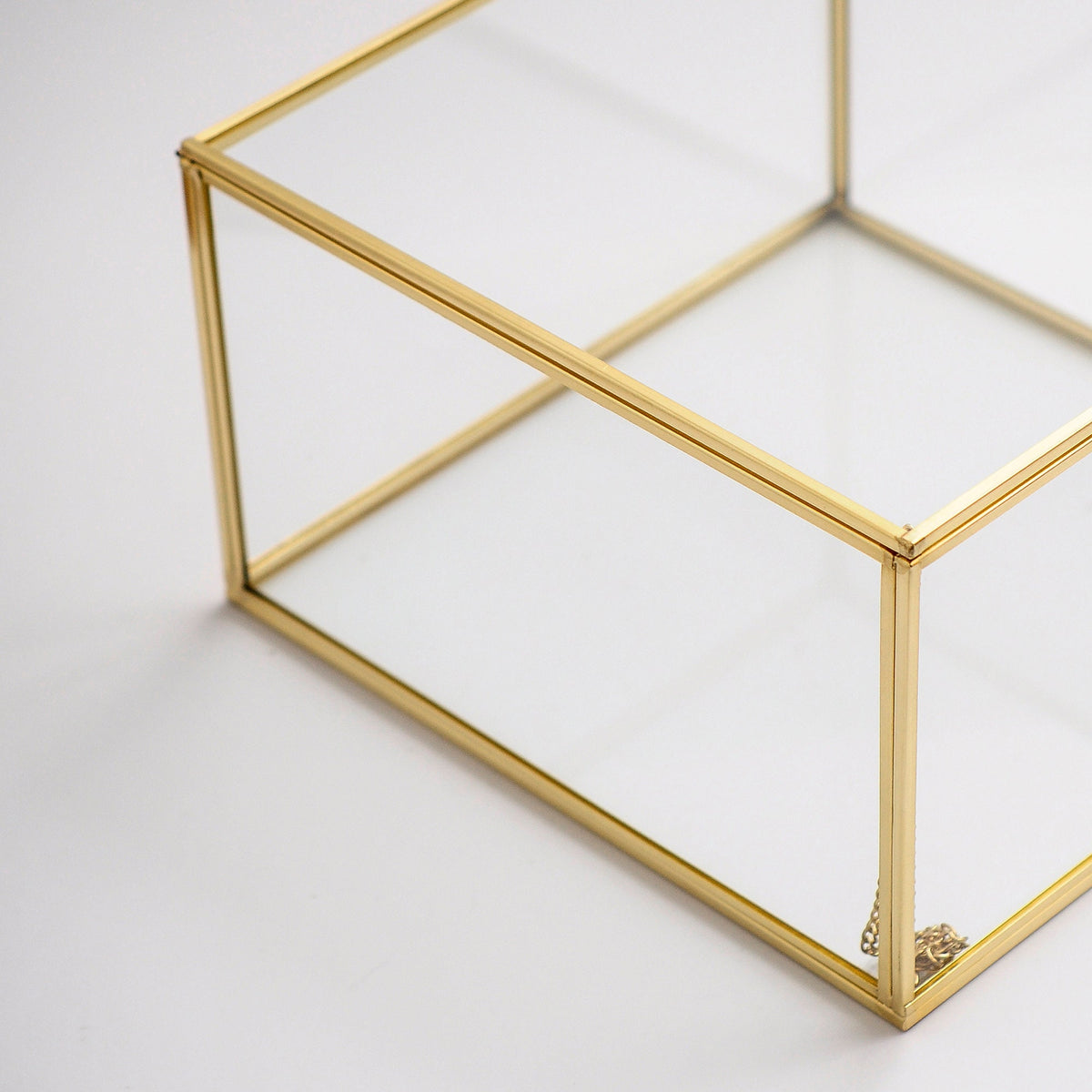 10x10x6" Display Case Glass Box Brass Gold Card Customizable Personalizable Jewelry Wedding Bouquet Keepsake Organizer