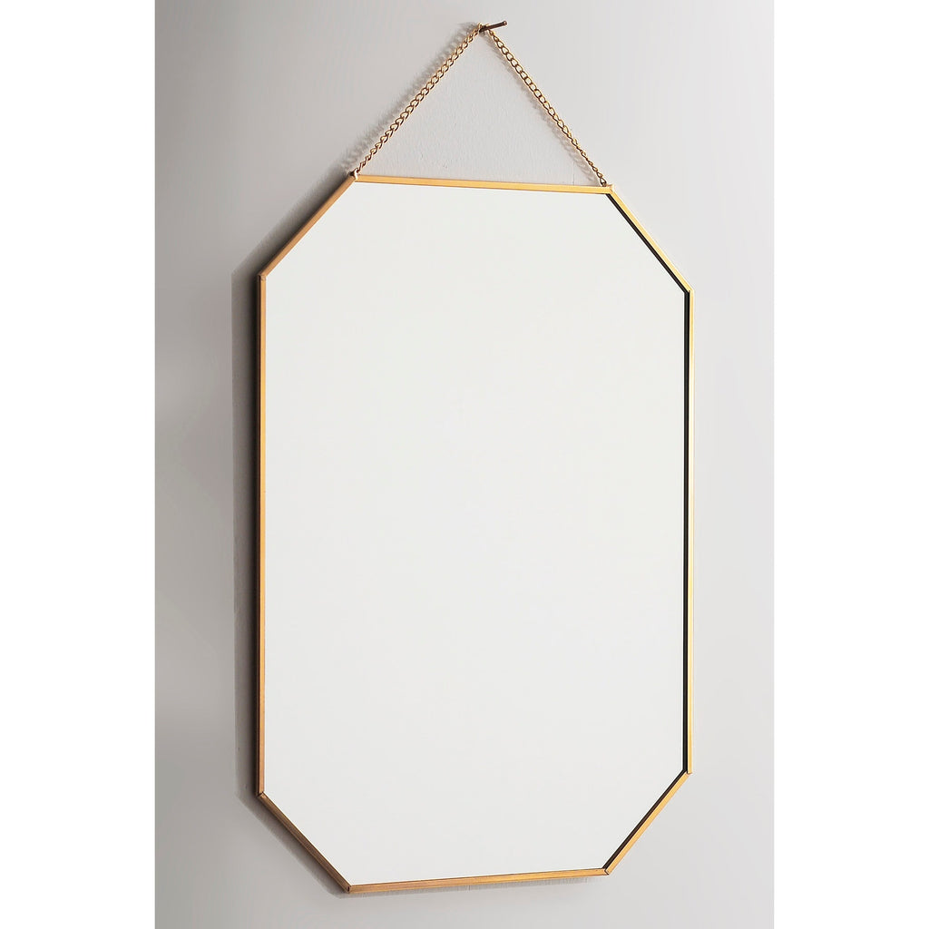14x10" Brass Mirror Wall Hanging Bathroom Bohemian Decoration Nordic Style Makeup Gold With Decorative Wall Hanger