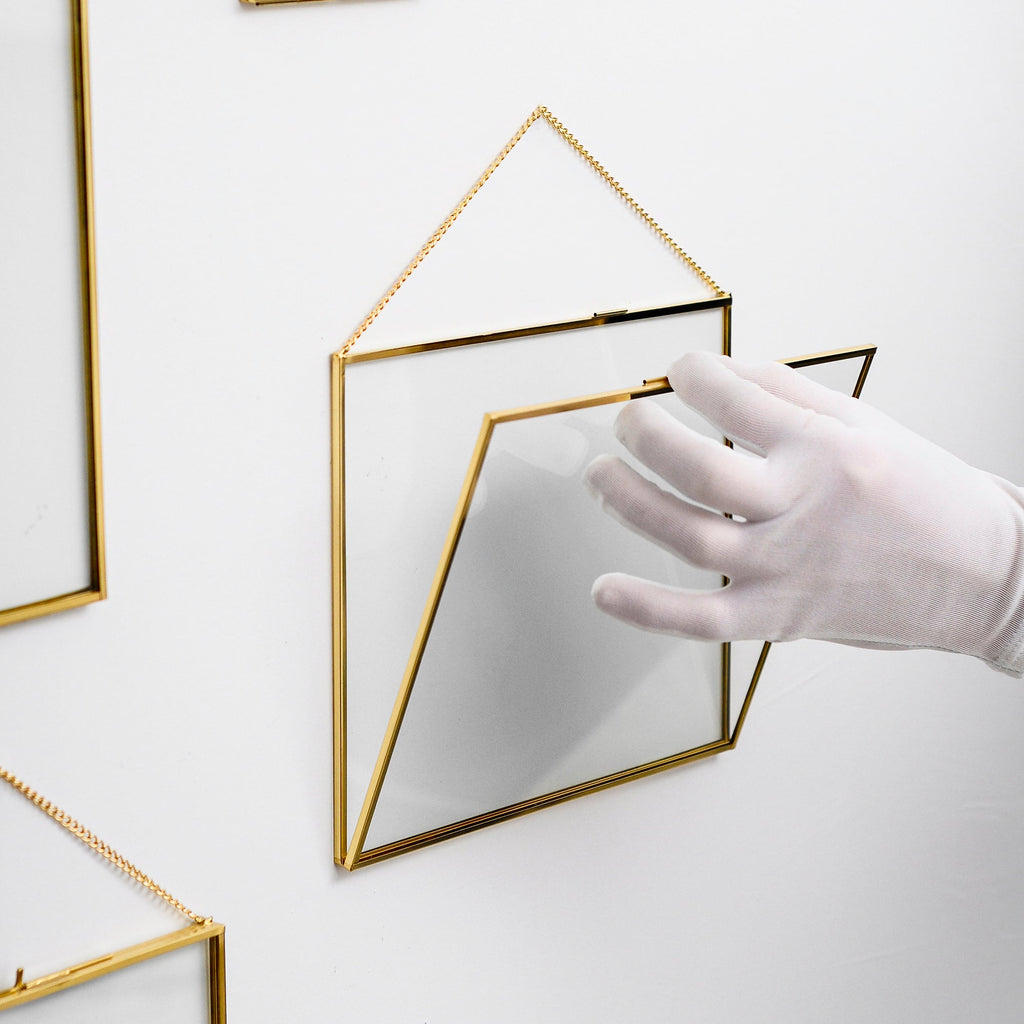 10x8" Floating Glass Frame Brass Gold Wall Hanging Photo Picture Double Bilderrahmen Horizontal Perfect For Pressed Flower Arrangement