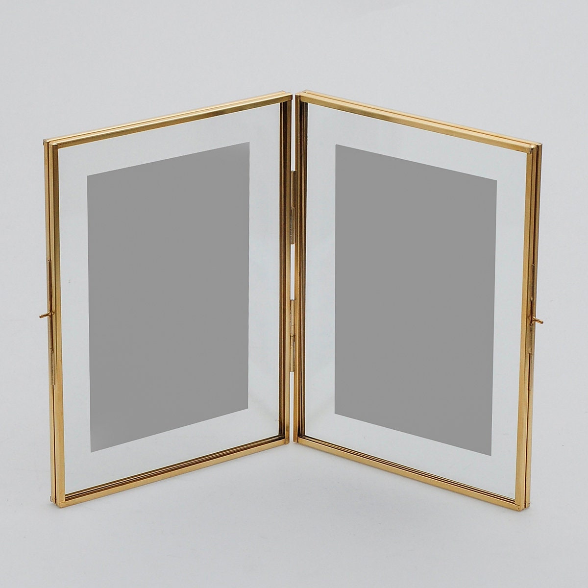 8x6" Floating Glass Frame Brass Desktop Photo Picture Double Tabletop Bilderrahmen Vertical Pretty Perfect For Pressed Flower Arrangement