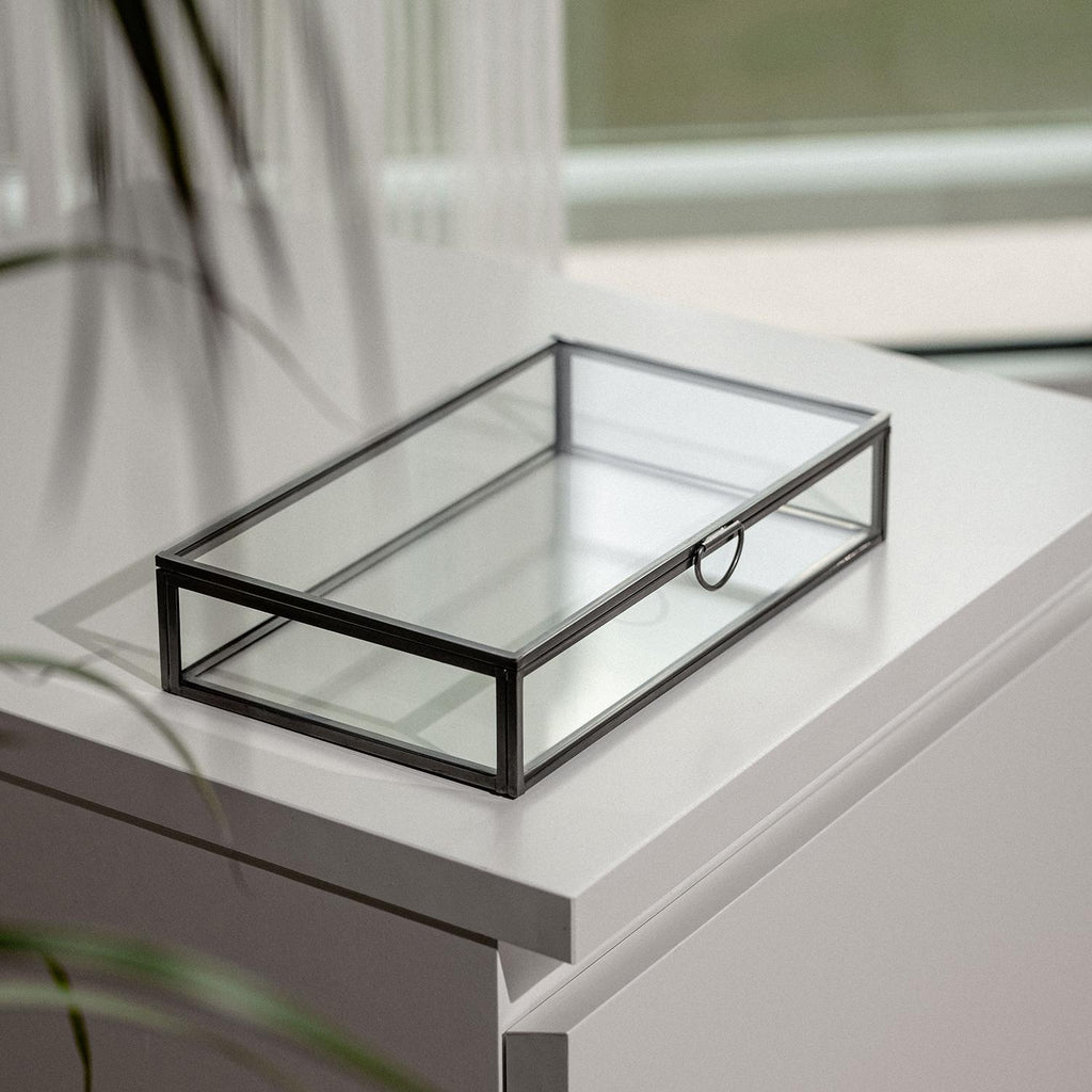 Glass Box | Black | Jewelry | Photo | Display | 9x5x1.5 İnch