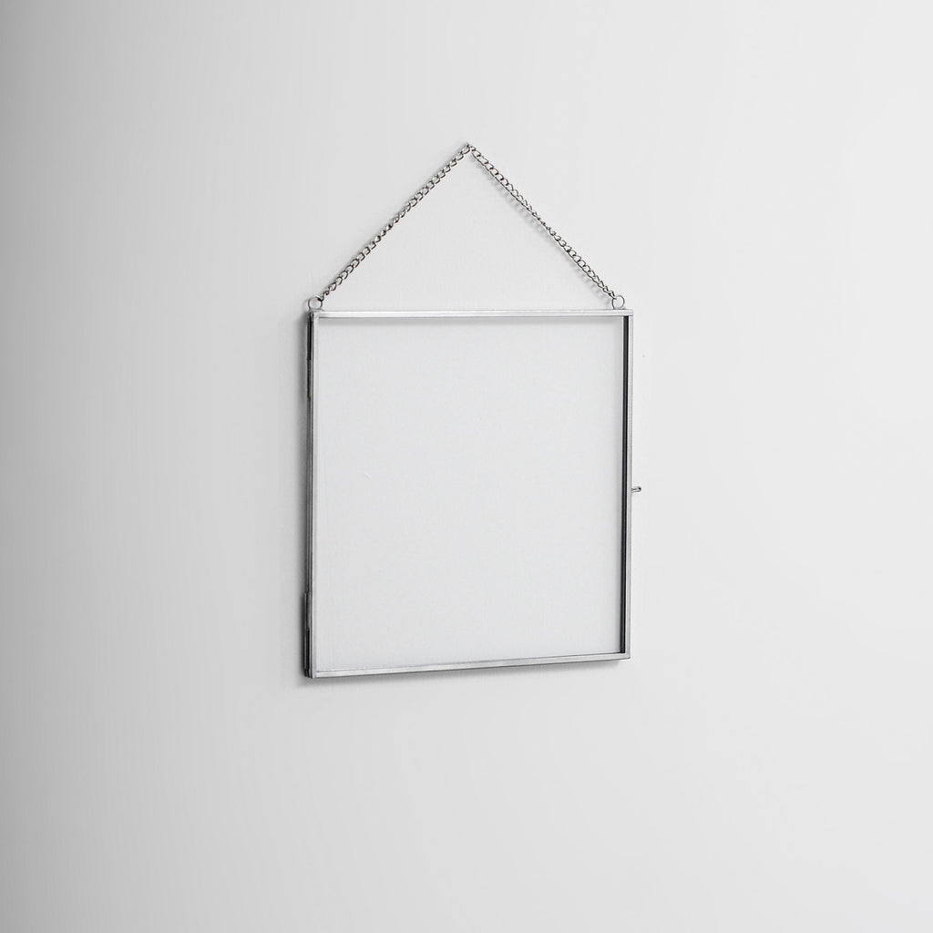 8x8" Floating Glass Frame Silver Wall Hanging Photo Picture Double Bilderrahmen Vertical Pretty Perfect For Pressed Flower Arrangement