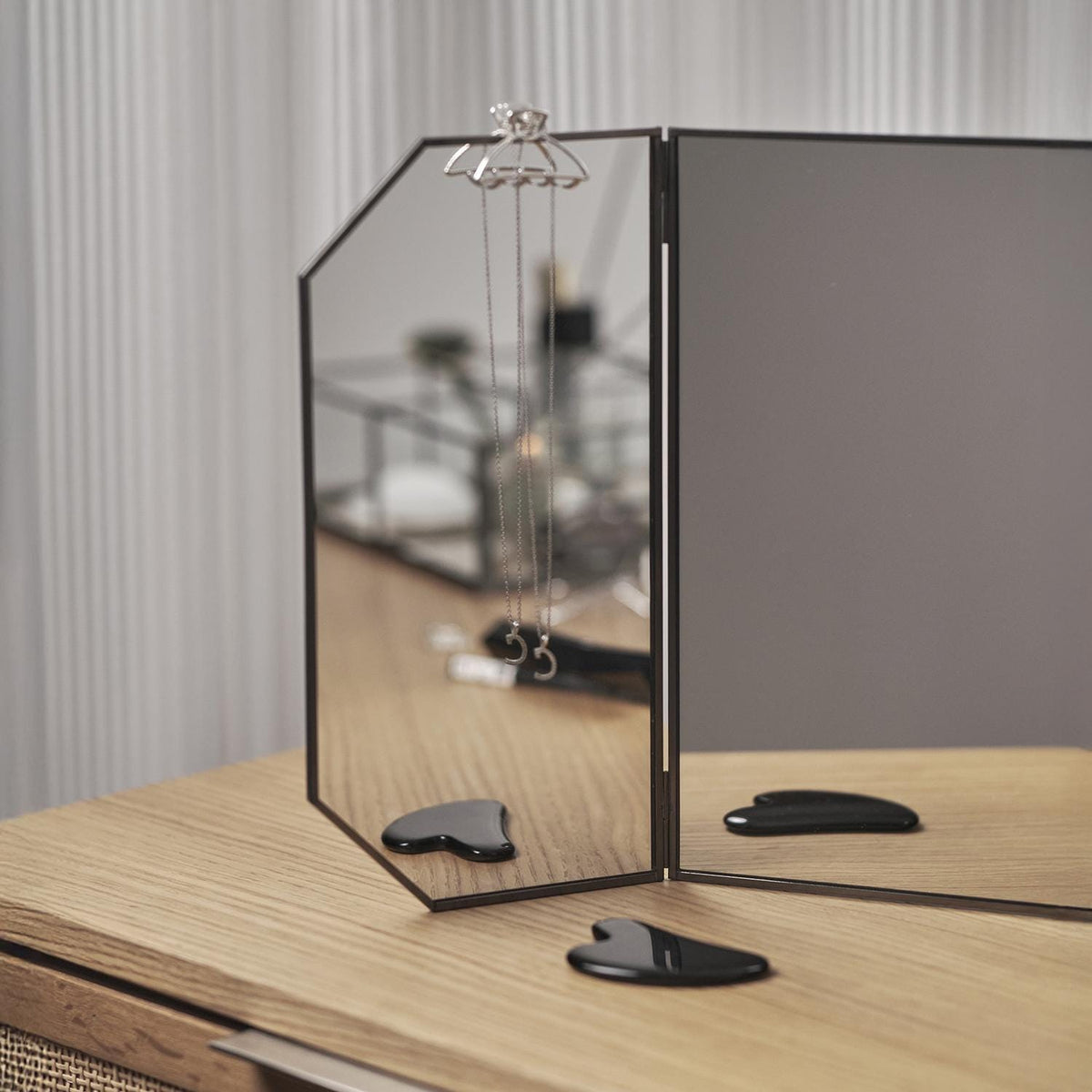 24x12" Vanity Makeup Mirror Anthracite Black Desktop Tabletop Decorative Scandinavian Portable Bedroom Bohemian Modern Decor Christmas Gift