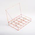 Jewelry Watch Organizer Box Accessories Makeup Copper Rose Glass Wedding Keepsake Geometric Card Reception 12x8x2.5"