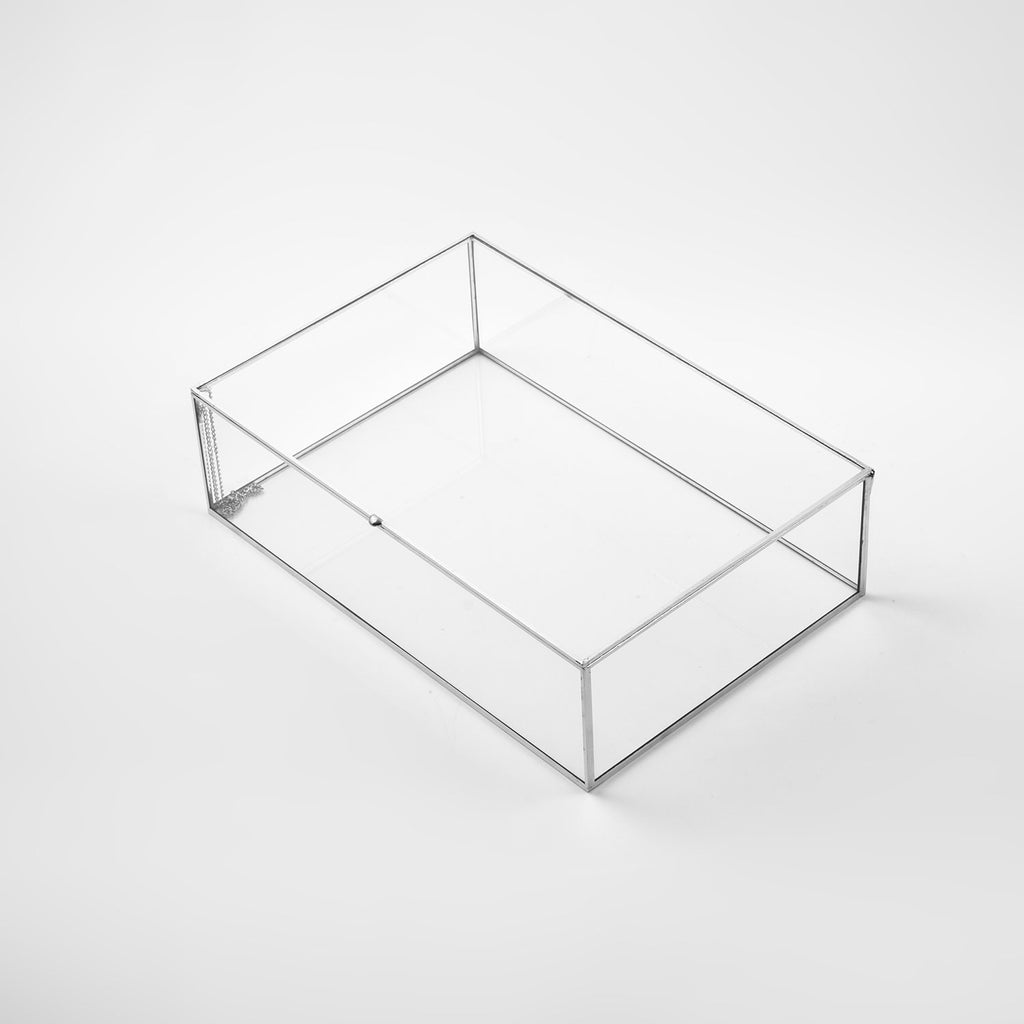 12x8x3" Display Case Glass Photo Box Silver Card Customizable Personalizable Jewelry Wedding Bouquet Keepsake Organizer Christmas Gift