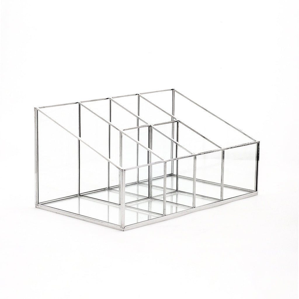 Pen Holder Makeup Jewelry Organizer Box Accessories Gold Silver Wedding Keepsake Geometric Reception 10x6x5" Christmas Gift