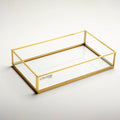 10x6x2” Wedding Tray Makeup Organizer Glass Brass Gold