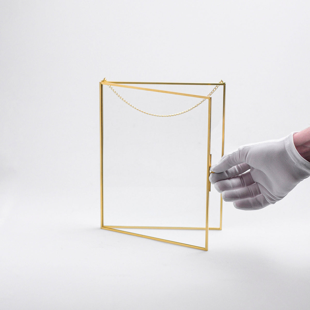 10x8” Floating Glass Frame Brass Gold Wall Hanging Photo Picture Double Bilderrahmen Vertical Pretty Perfect For Pressed Flower Arrangement