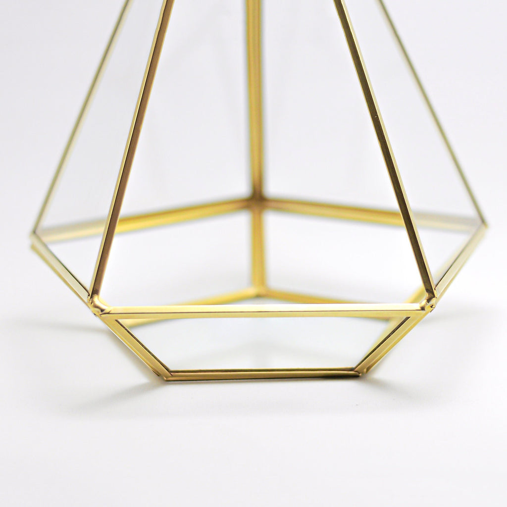 10x8x8" Brass Gold Terrarium Containers Geometric Glass Large For Plants Door Garden Succulents Wedding Decor Christmas Gift El Crea Designs