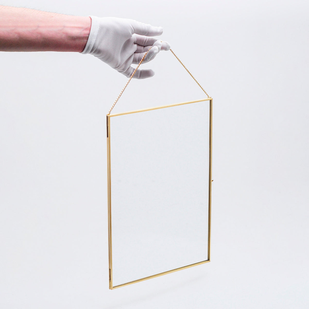 14x10" Floating Glass Frame Brass Gold Wall Hanging Photo Picture Double Bilderrahmen Vertical Pretty Perfect For Pressed Flower Arrangement