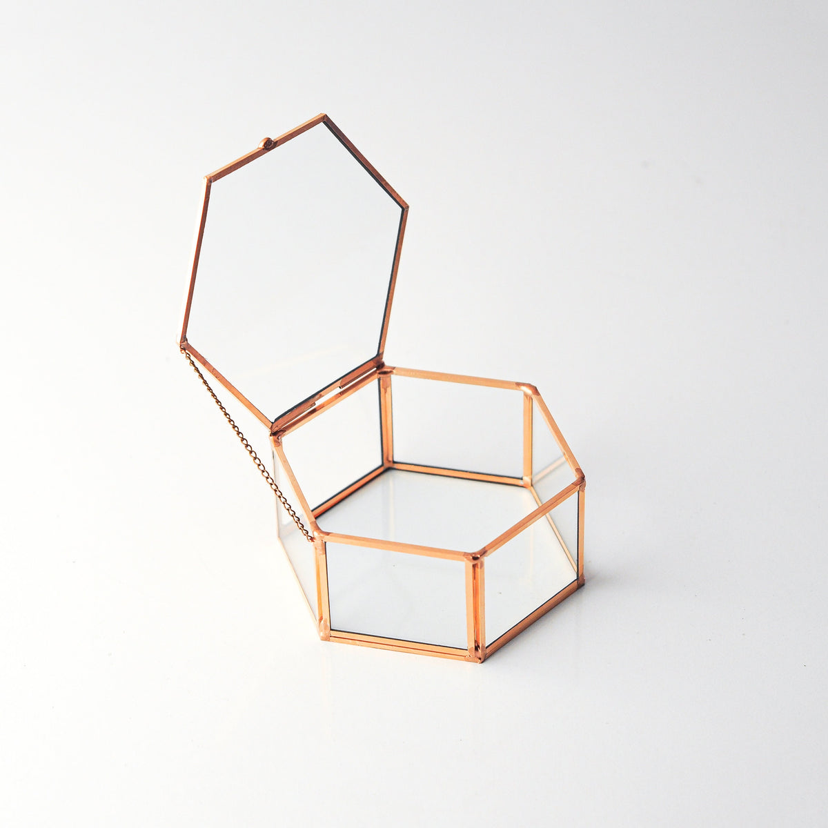 Ring Jewelry Accessories Box Glass Copper Rose 5x4x2" Christmas Gift