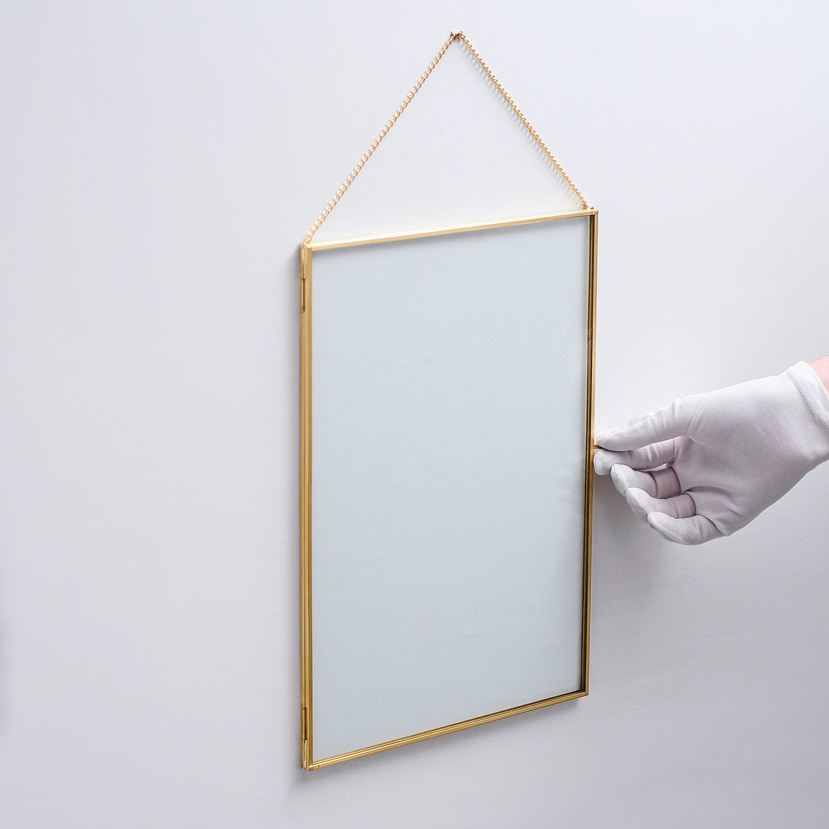 14x10" Floating Glass Frame Brass Gold Wall Hanging Photo Picture Double Bilderrahmen Vertical Pretty Perfect For Pressed Flower Arrangement