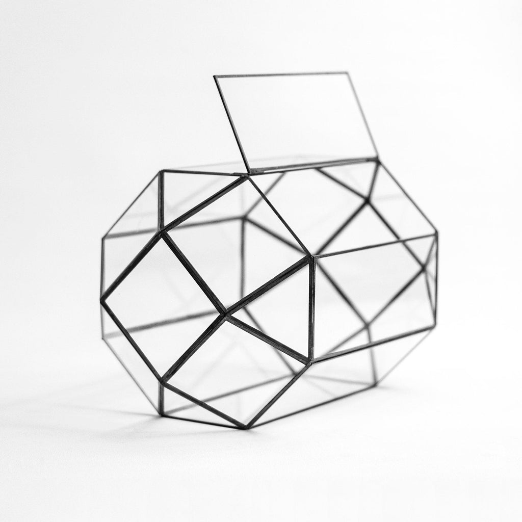 13x8x8" Black Terrarium Containers Geometric Glass Large For Plants Door Garden Succulents Wedding Decor Christmas Gift El Crea Designs