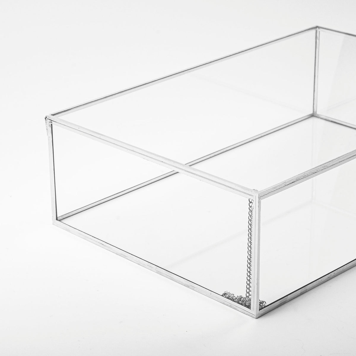 12x8x3" Display Case Glass Photo Box Silver Card Customizable Personalizable Jewelry Wedding Bouquet Keepsake Organizer Christmas Gift