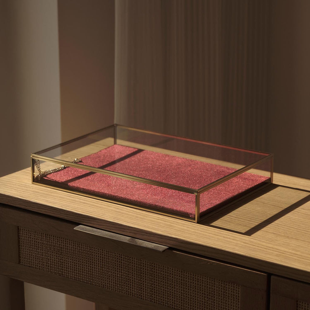 Jewelry Display Showcase | Glass Box | Brass & Gold
