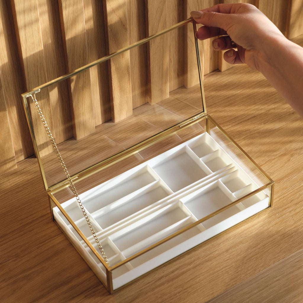 10x6x2" Display Case Glass Brass Gold Customizable Personalizable Jewelry Organizer 3D print