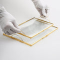 10x6" + 12x8" Wedding Tray Makeup Organizer Glass Brass Gold