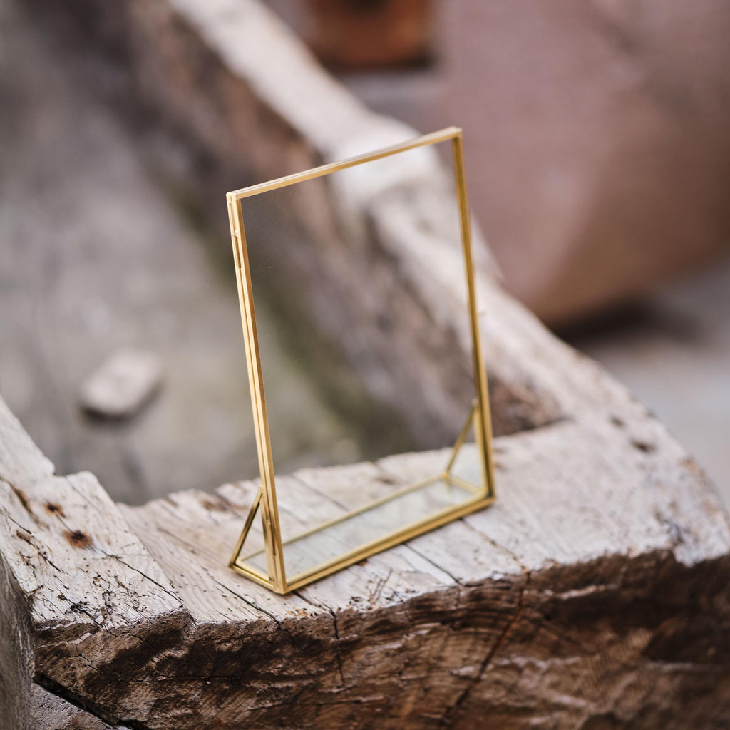Floating Glass Frame Brass Desktop Photo Picture Double Tabletop Bilderrahmen Horizontal Vertical Pretty Perfect Pressed Flower Arrangement