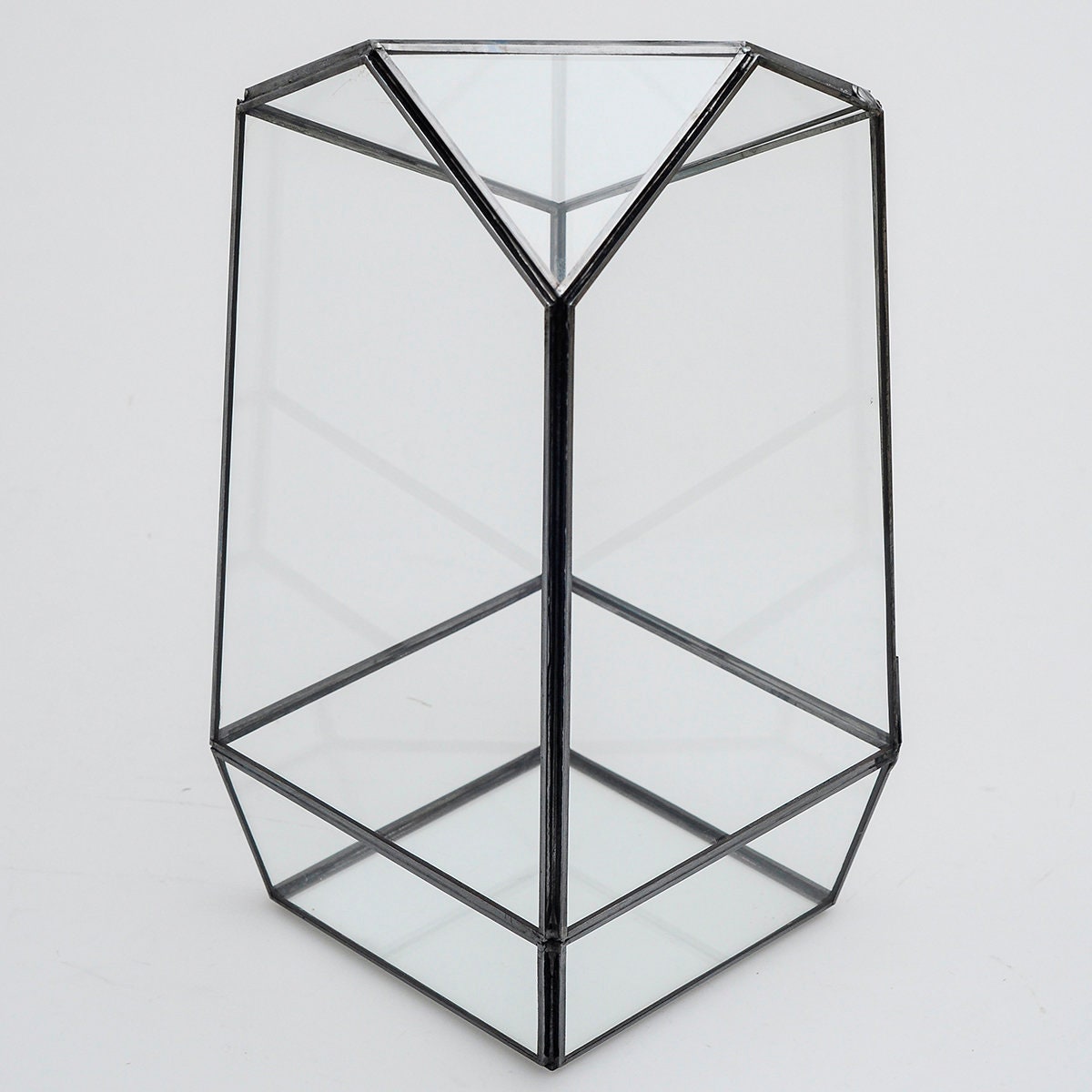 Geometric Terrarium Glass Black 10x5x5"