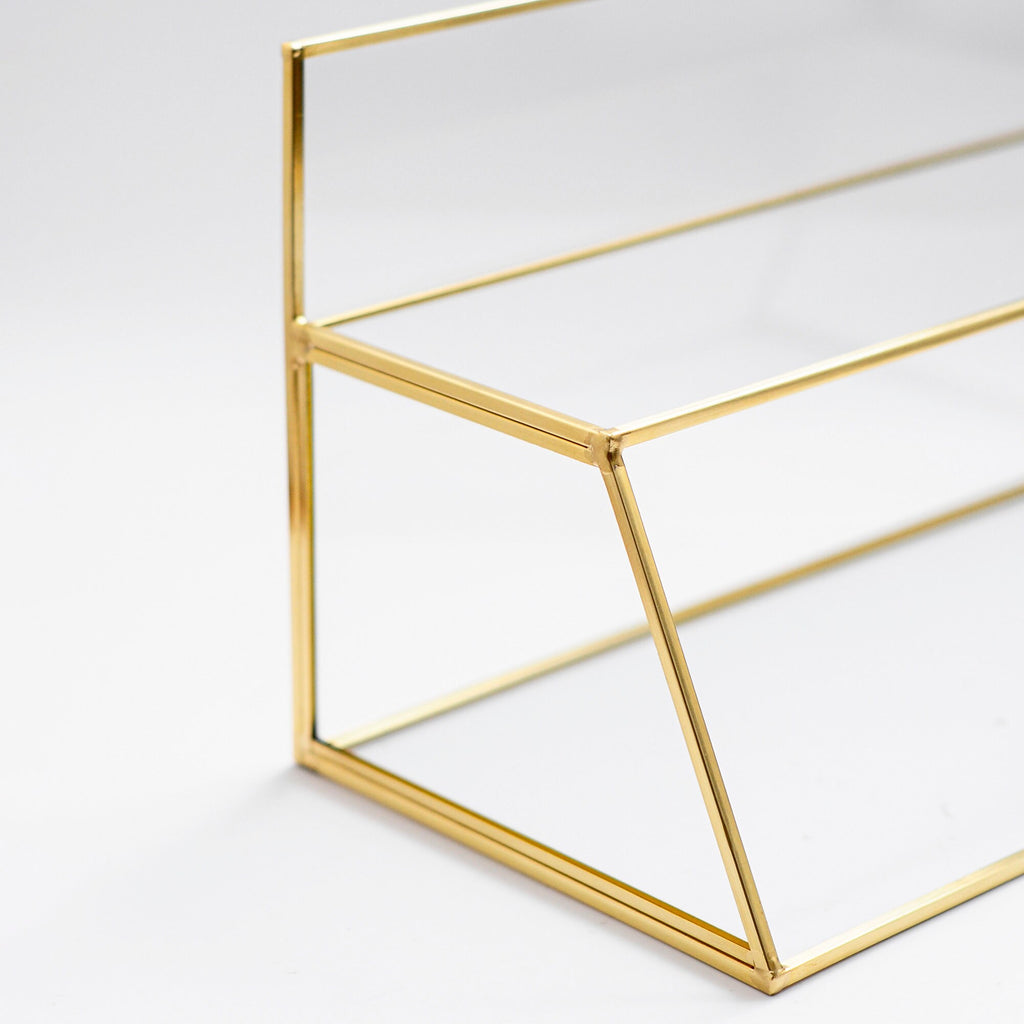 Pen Holder Makeup Jewelry Organizer Box Accessories Gold Brass Glass Wedding Keepsake Geometric Reception 12x7x6" Christmas Gift