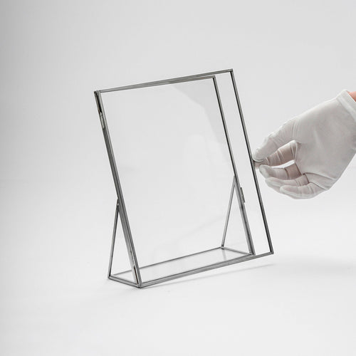 Silver Desktop Floating Glass Picture Frame